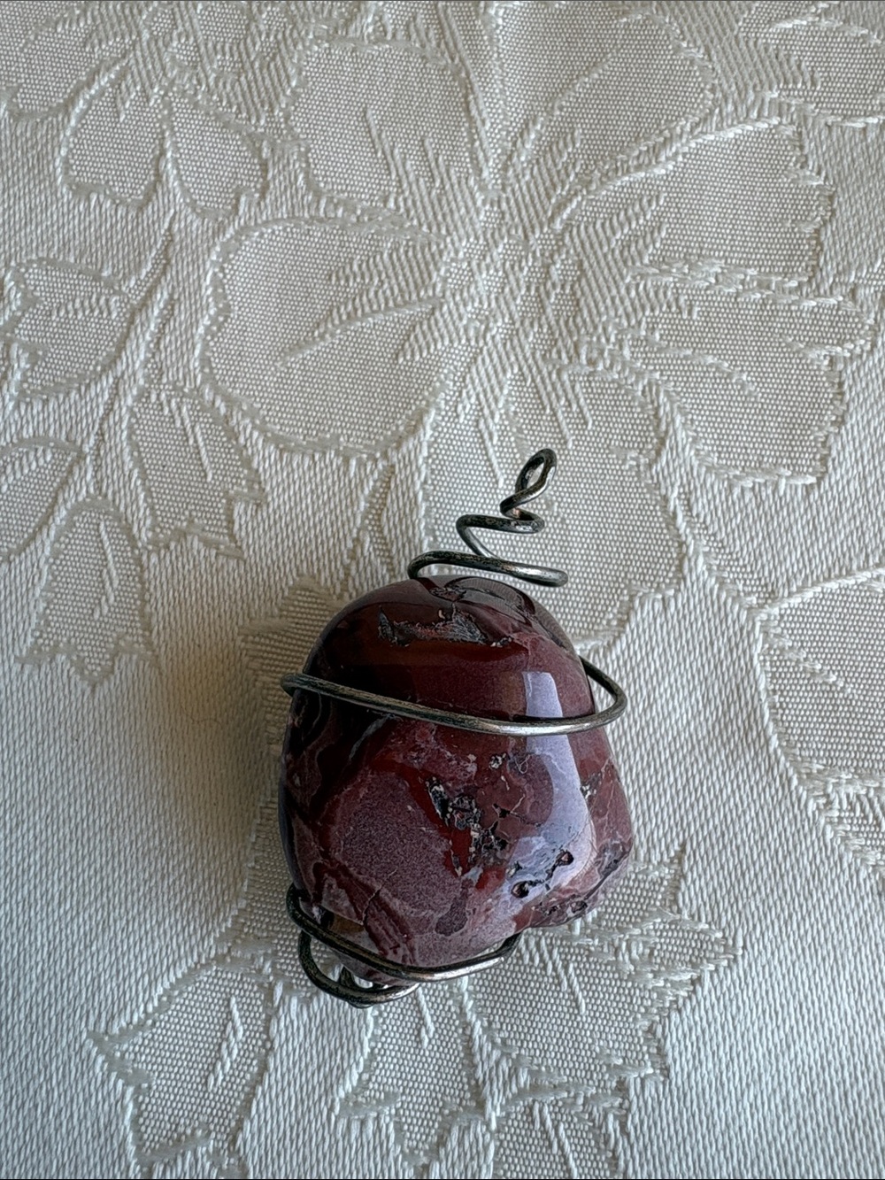 Maroon Jasper Wire-Wrap Pendant